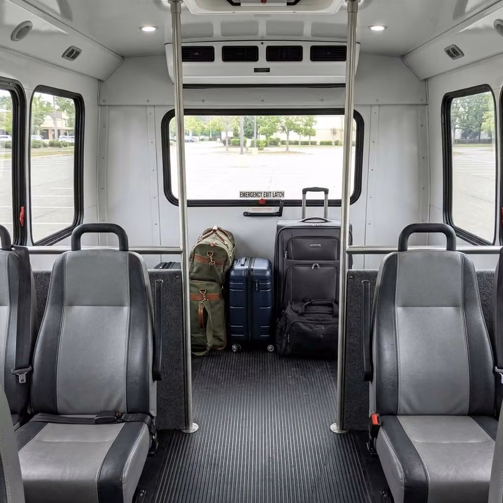 hammond 28 passenger minibus luggage area