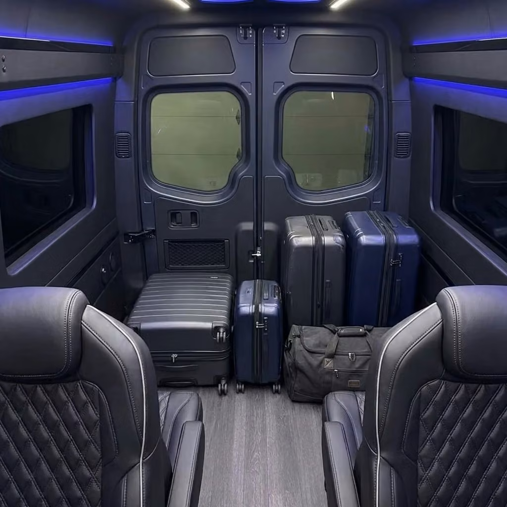 hammond sprinter van rental with driver luggage area